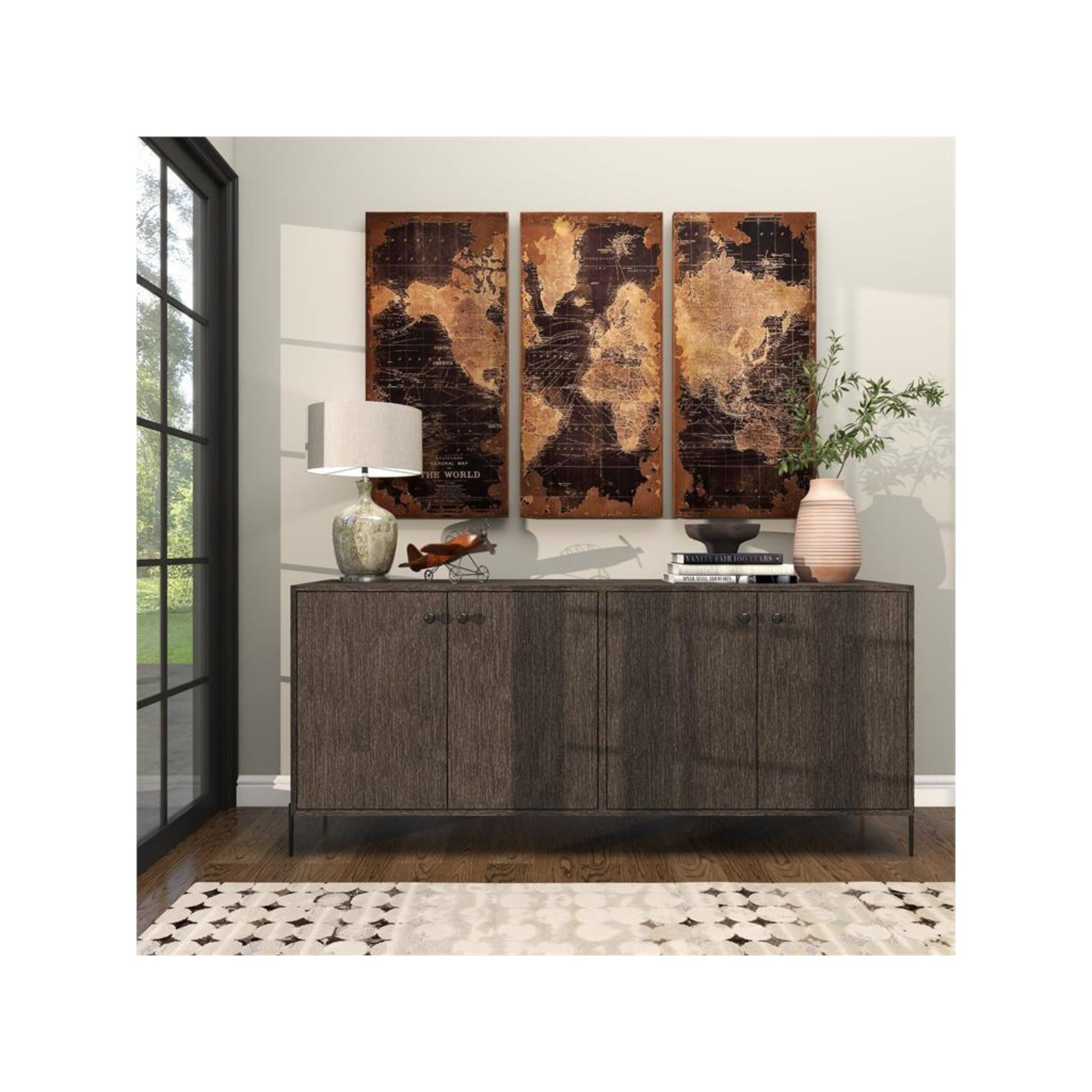 Set of 3 World Wall Panels 22"W x 47"H