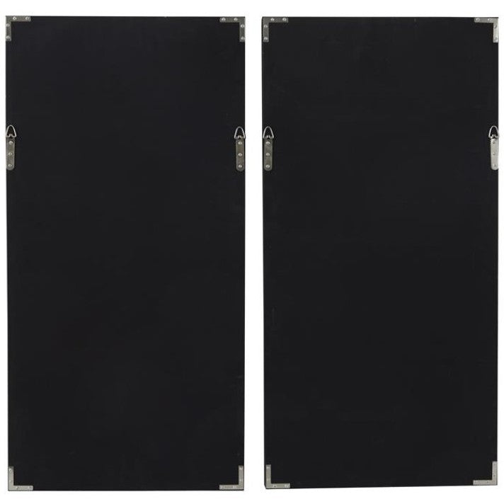 Set of 2 Wood and Glass White Paper Wall Art 21"W x 41"H