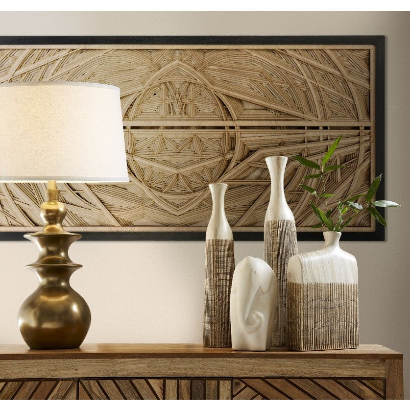 Dimensional Cut Wood Layers Framed Art 47"W x 24"H