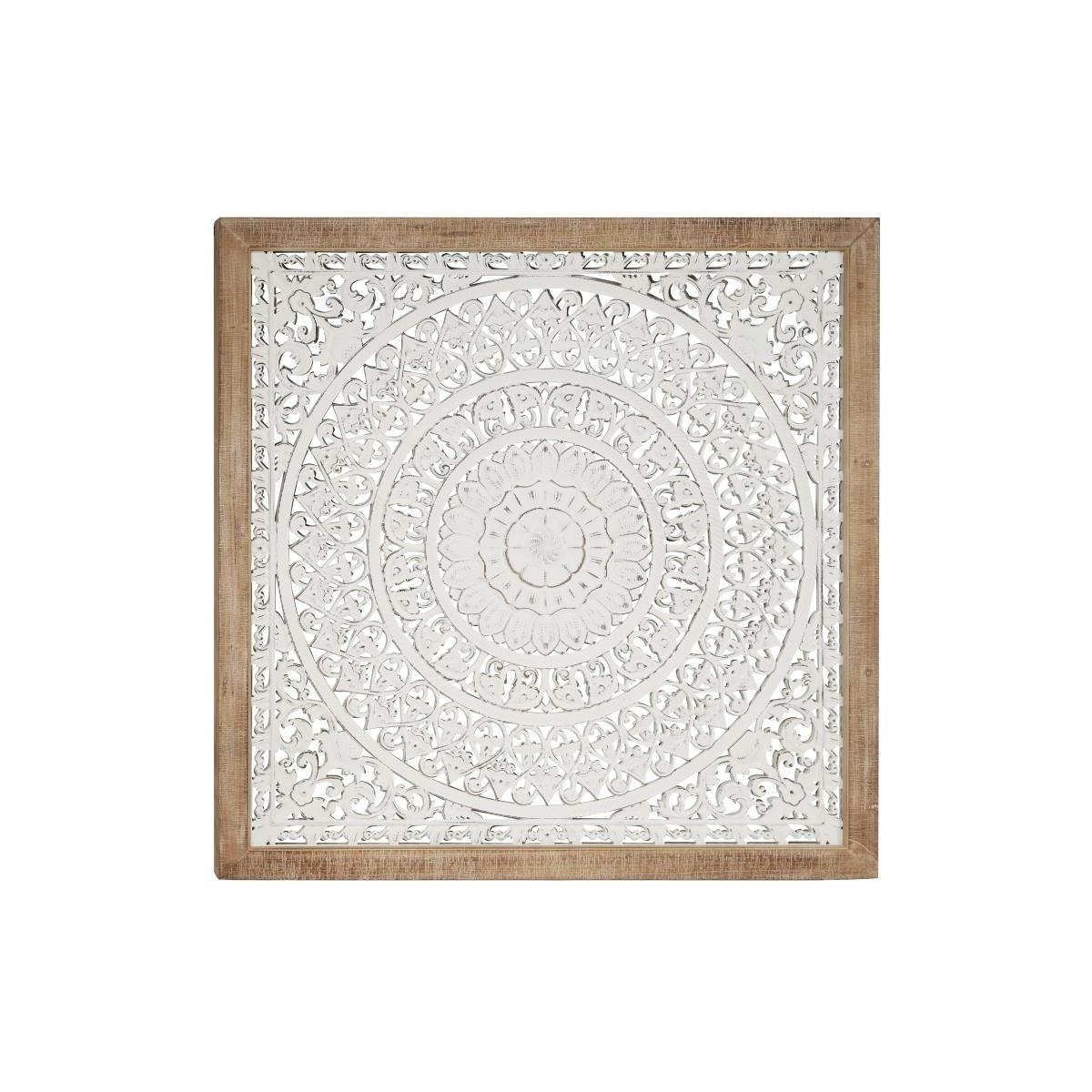 White Carved Wood Wall Plaque 47"W x 47"H