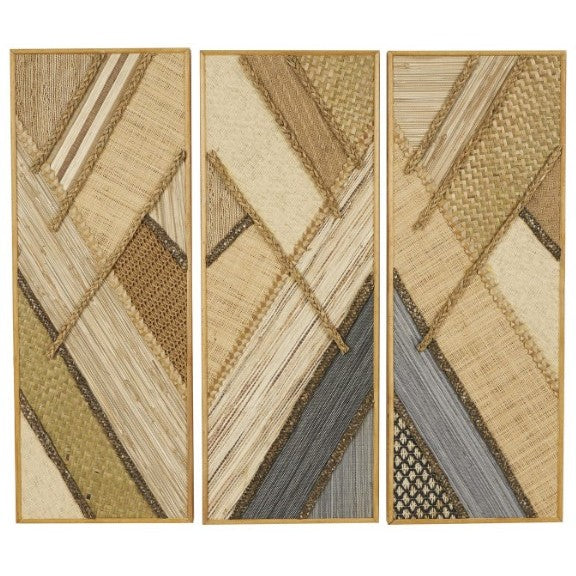 Set of 3 Mixed Media Wall Decor 12"W x 32"H