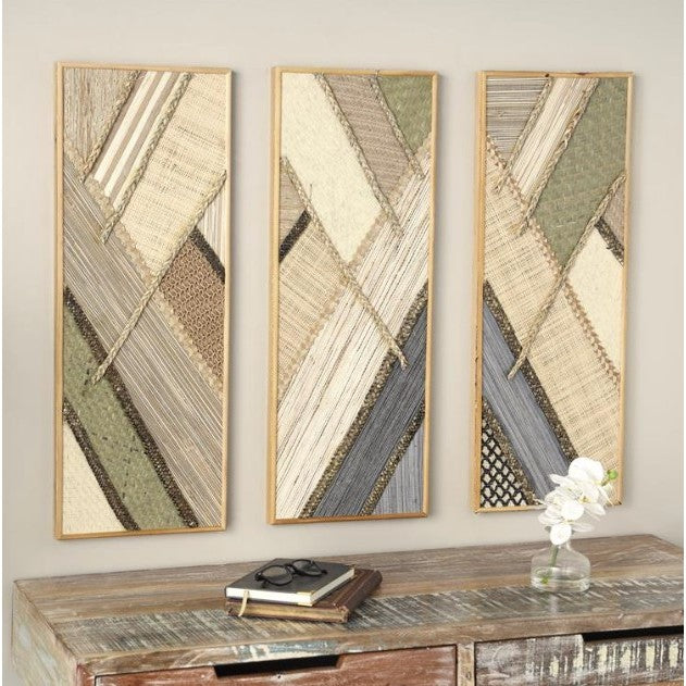 Set of 3 Mixed Media Wall Decor 12"W x 32"H