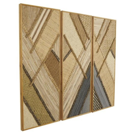 Set of 3 Mixed Media Wall Decor 12"W x 32"H