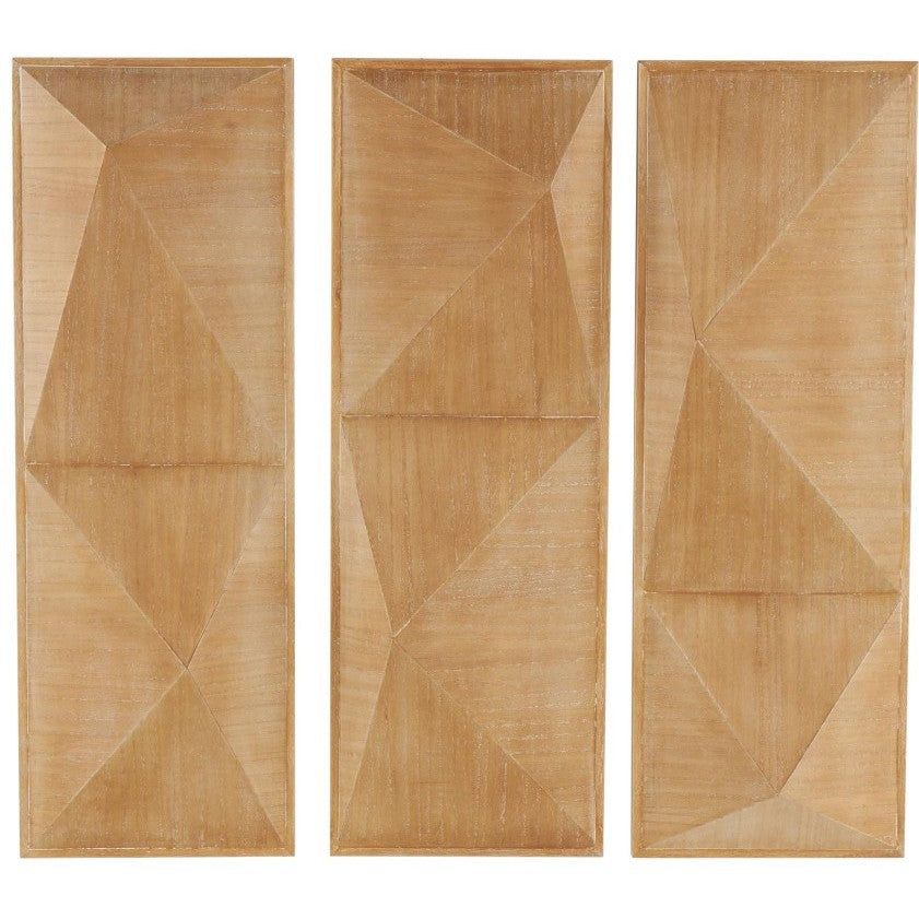 Set of 3 Wood Geo Wall Panel Art 12"W x 35"H