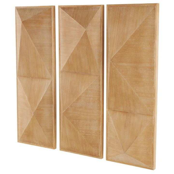 Set of 3 Wood Geo Wall Panel Art 12"W x 35"H