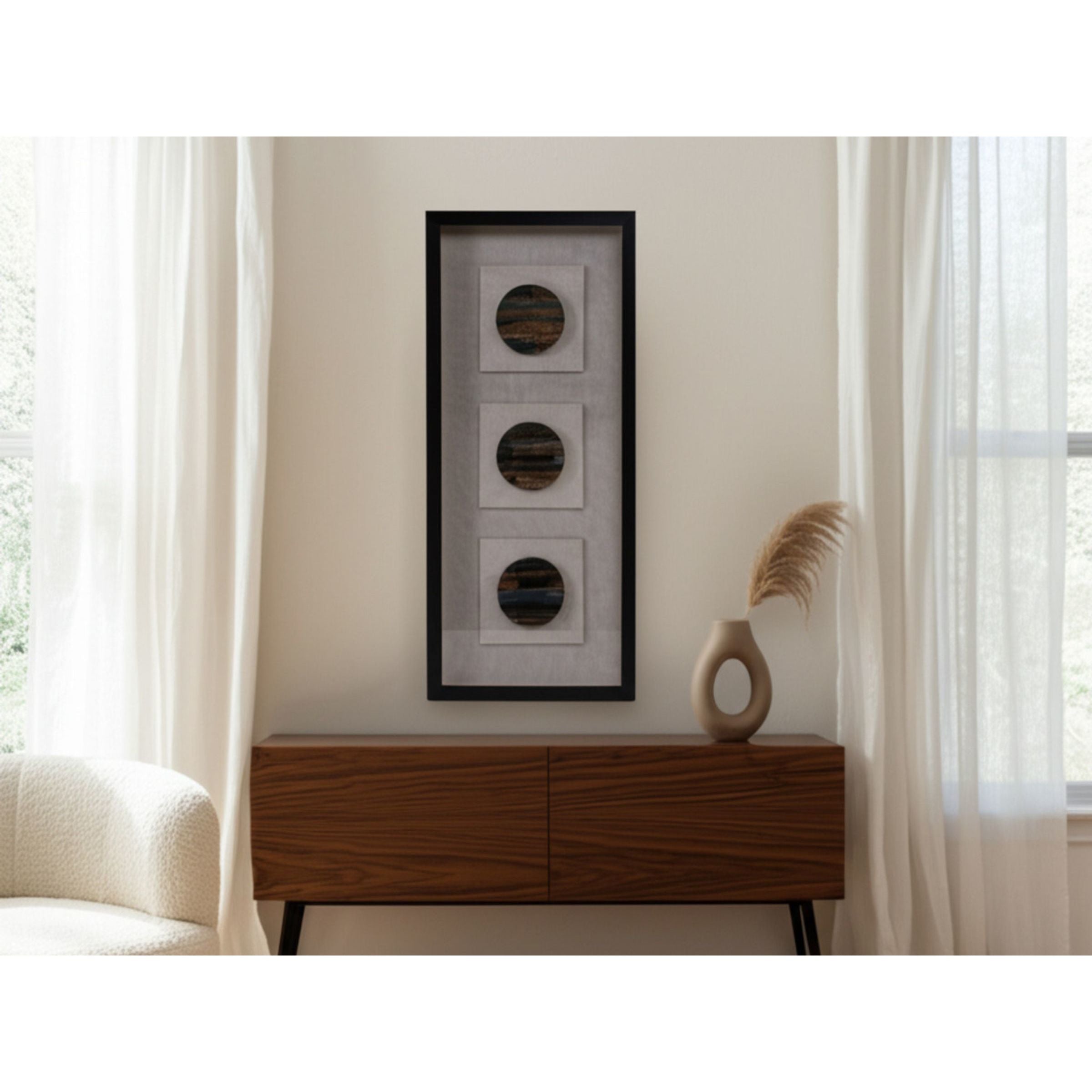 Tigers Eye Framed Shadow Box 12"W x 28"H