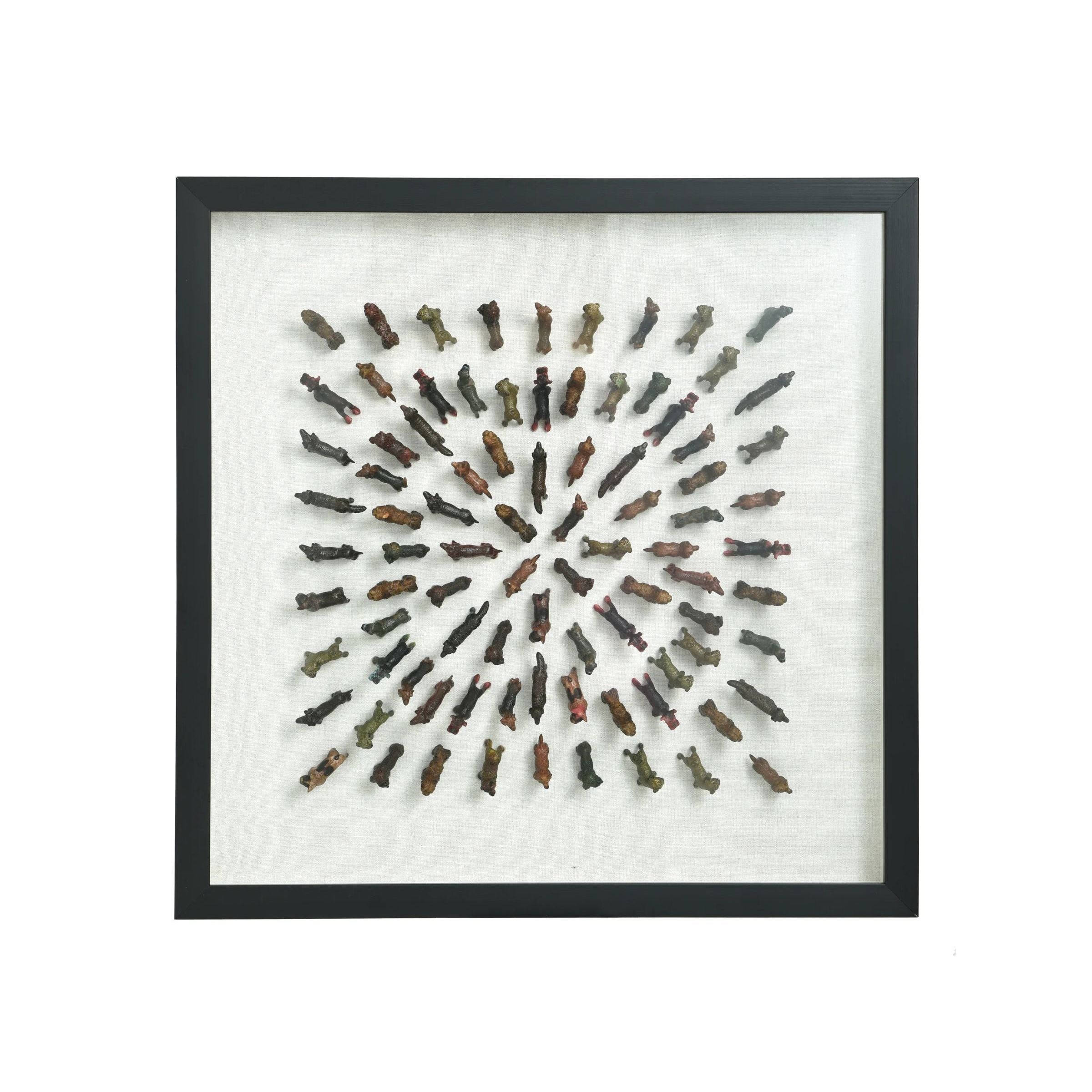 Dogs in Glass Shadowbox 24"W x 24"H