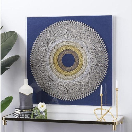 String Art On Blue Canvas with Acrylic Wall Art  36"W x 36"H