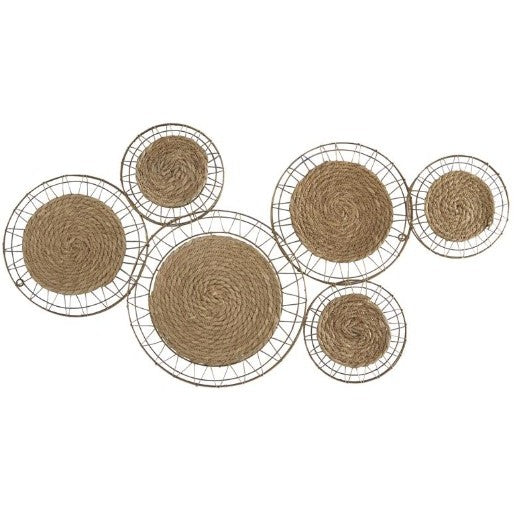 Metal and Reed Circle Wall DÃ©cor 40"W x 21"H