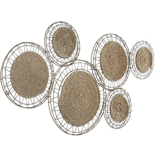 Metal and Reed Circle Wall DÃ©cor 40"W x 21"H