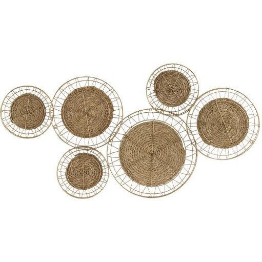 Metal and Reed Circle Wall DÃ©cor 40"W x 21"H