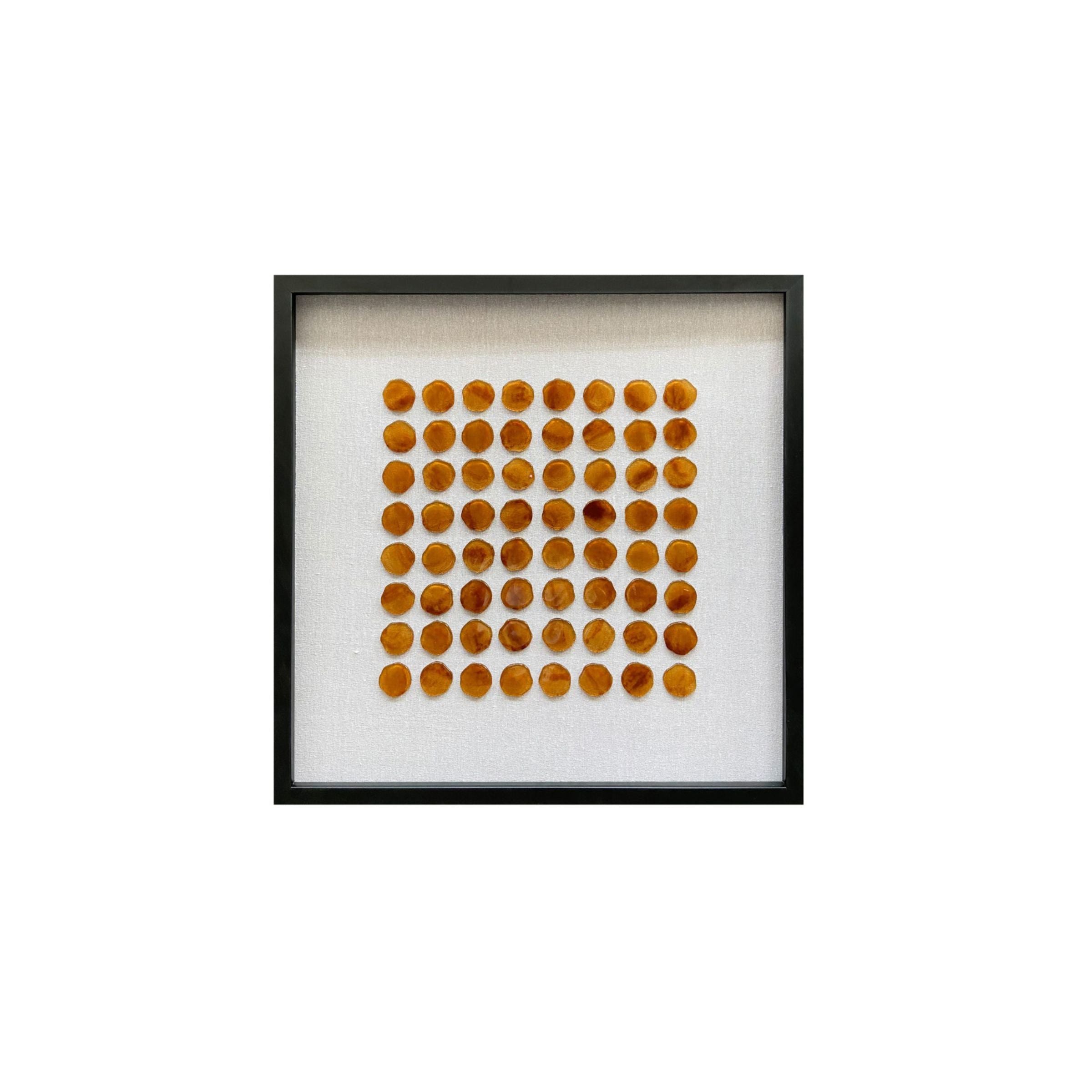 Amber-Colored Agate Stone Framed Shadow Box 24"W x 24"H