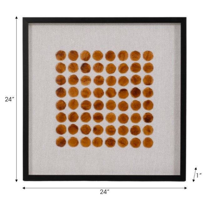 Amber-Colored Agate Stone Framed Shadow Box 24"W x 24"H