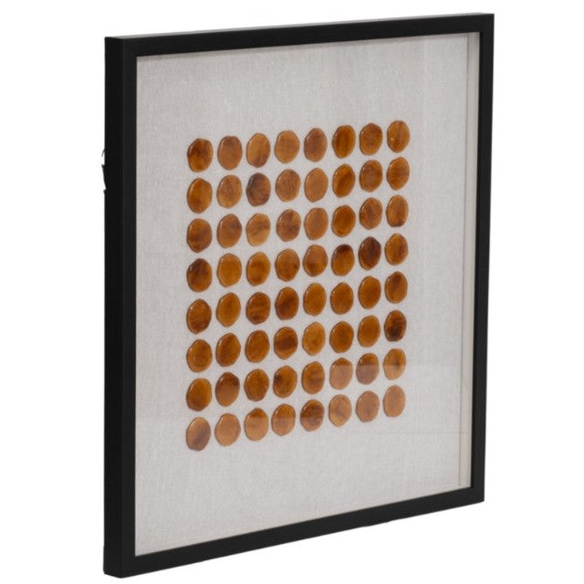 Amber-Colored Agate Stone Framed Shadow Box 24"W x 24"H