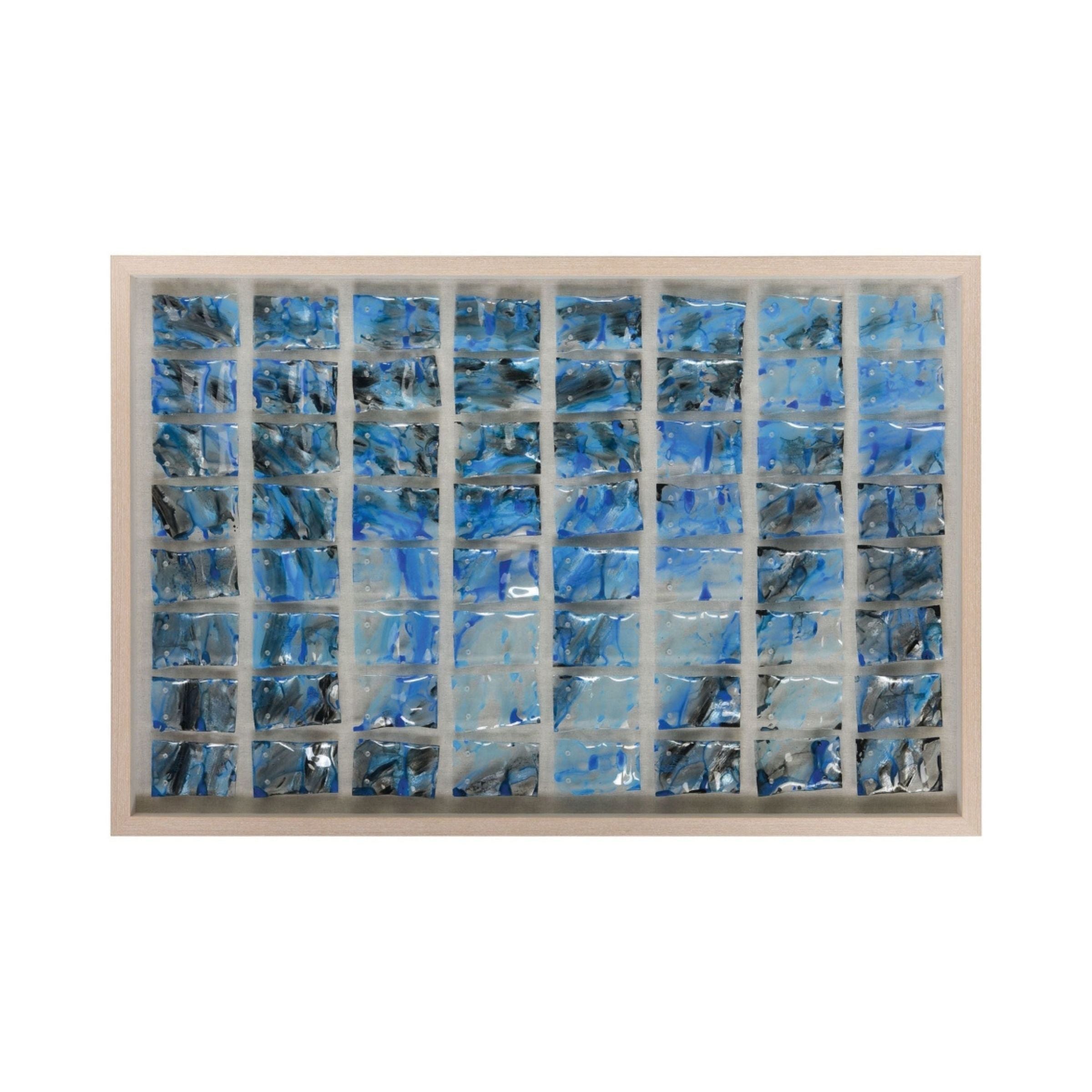 Blue Glass Framed Art 52"W x 37"H