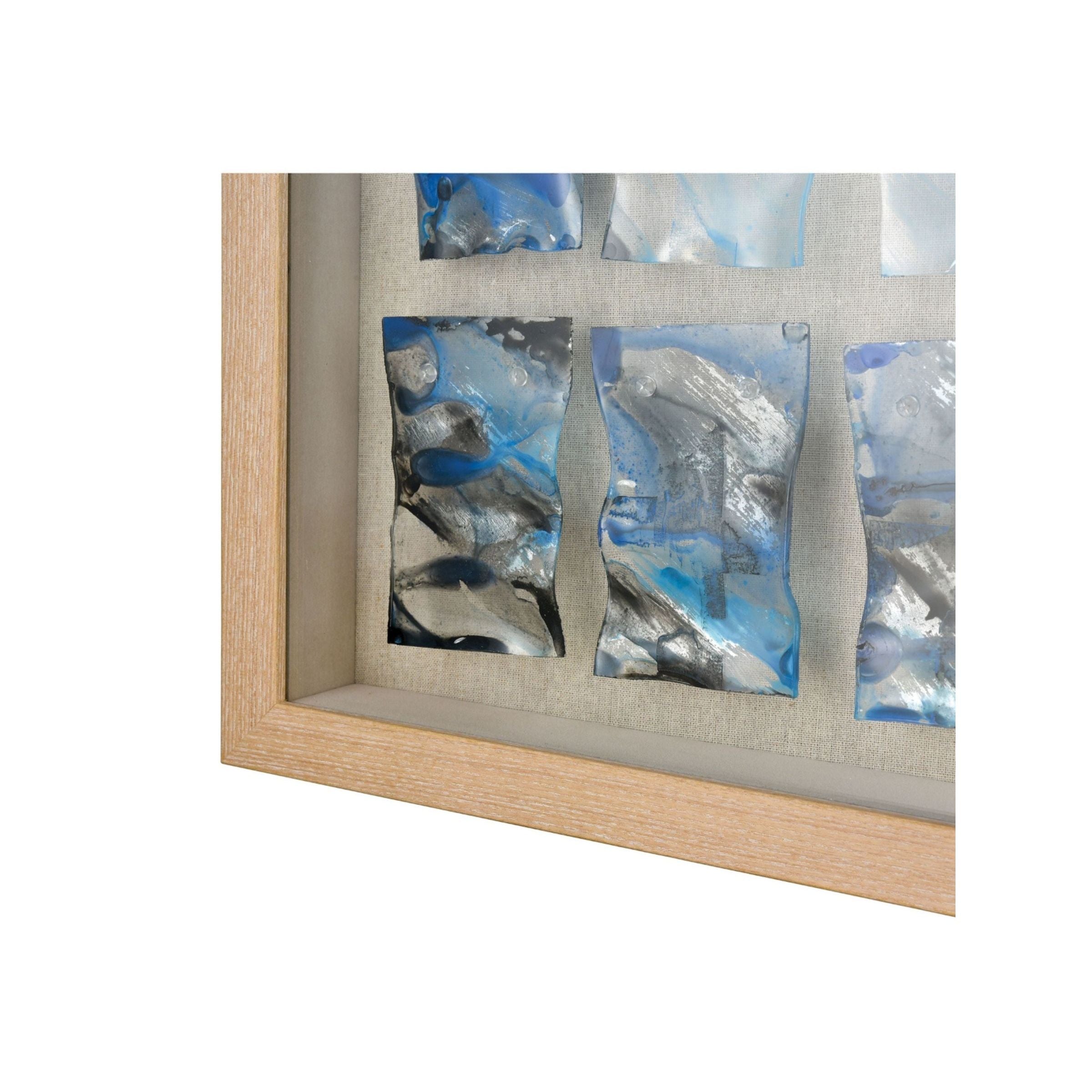 Blue Glass Framed Art 52"W x 37"H