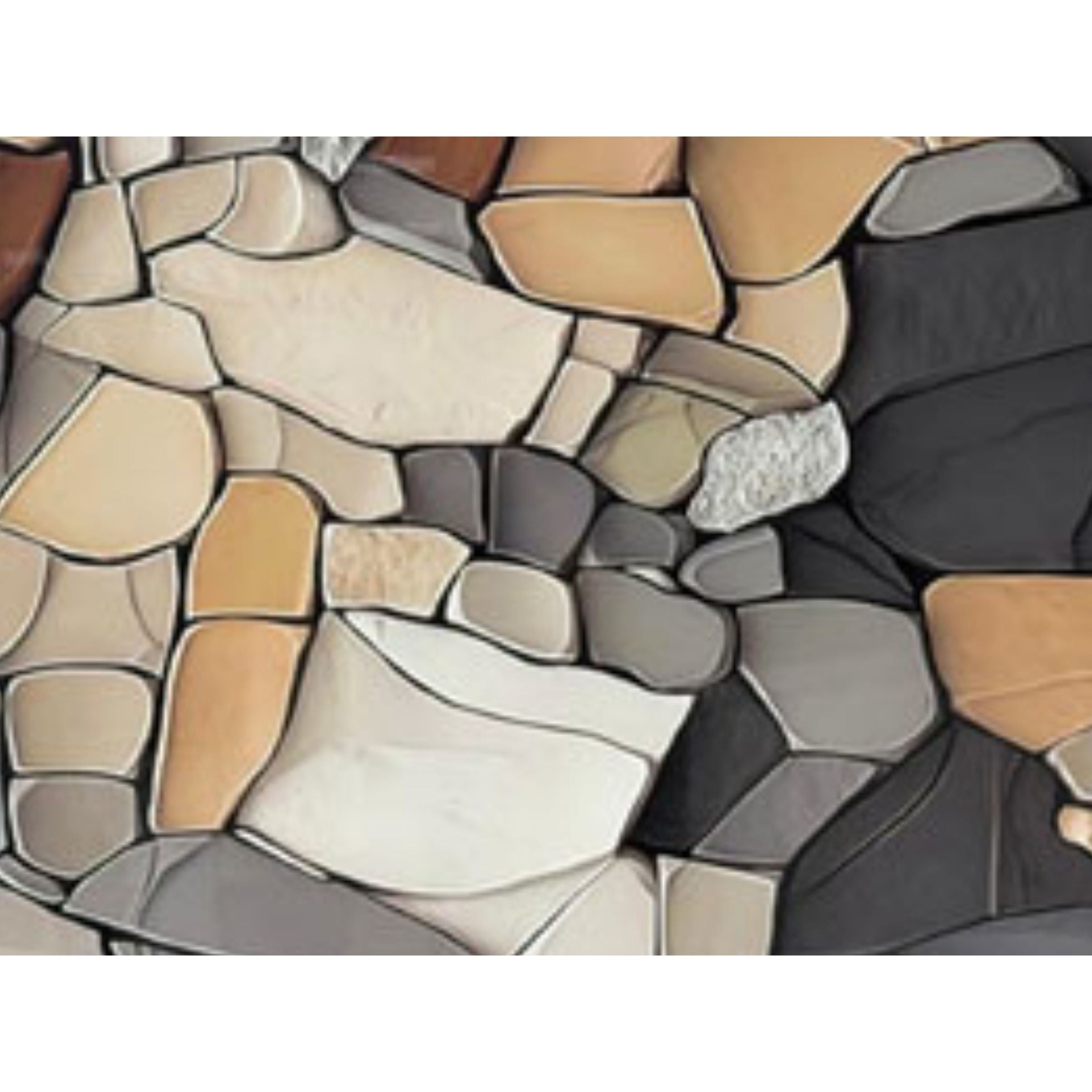 Charcoal, Brown, and Cream Mosaic Stone Print Framed Wall Decor 87"W x 47"H
