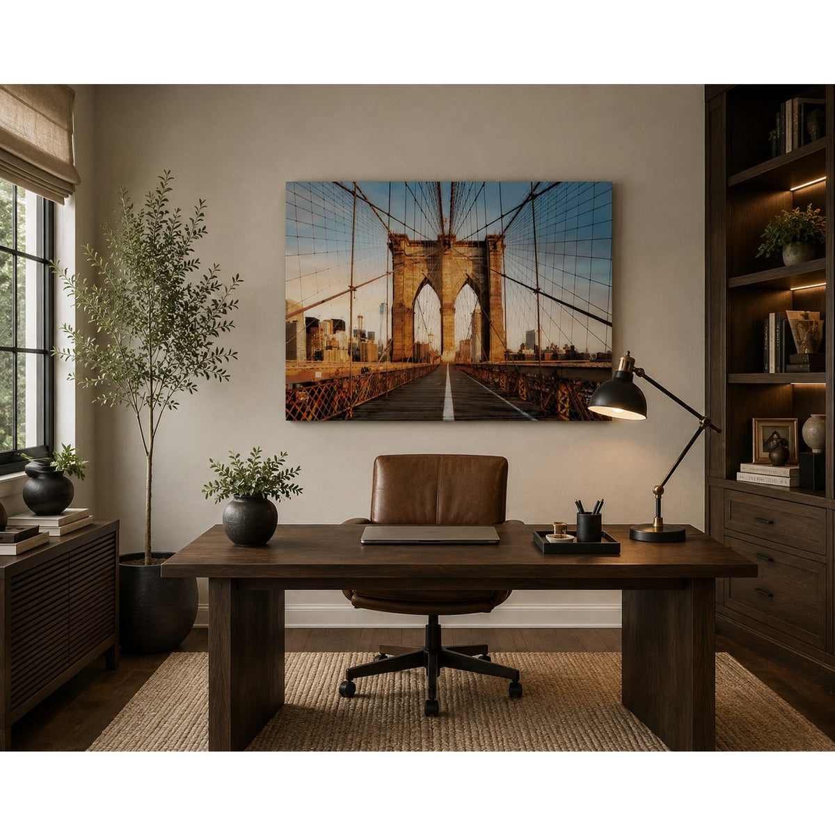 Brooklyn Bridge Glass Wall Art 48"W x 36"H