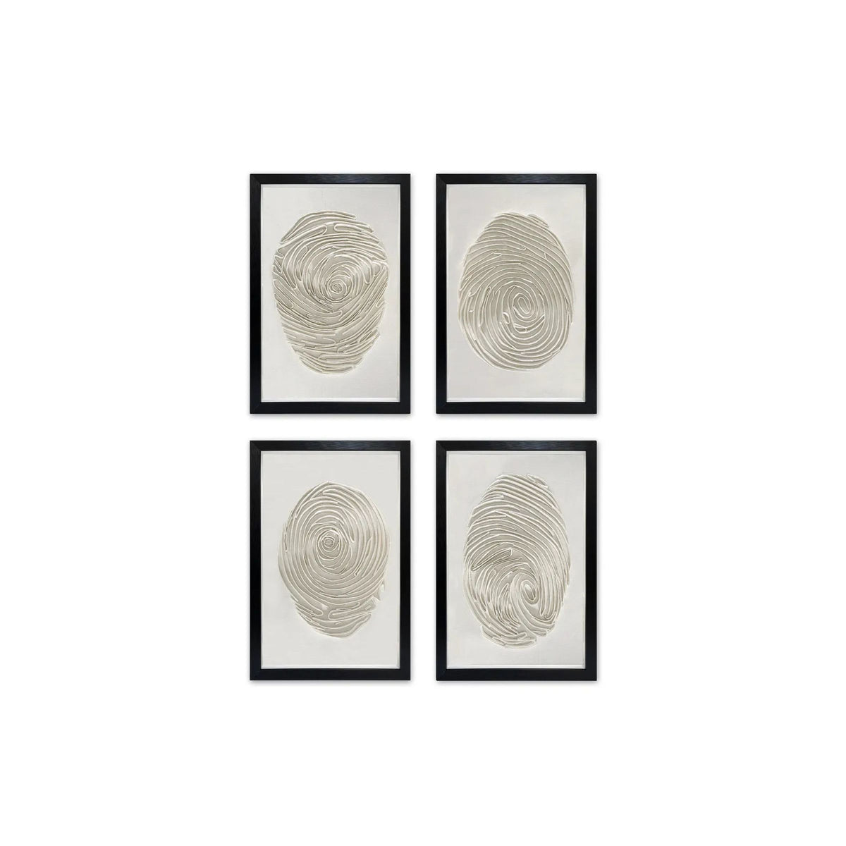 Set of 4 Paper Fingerprints Shadowbox 12"W x 18"H