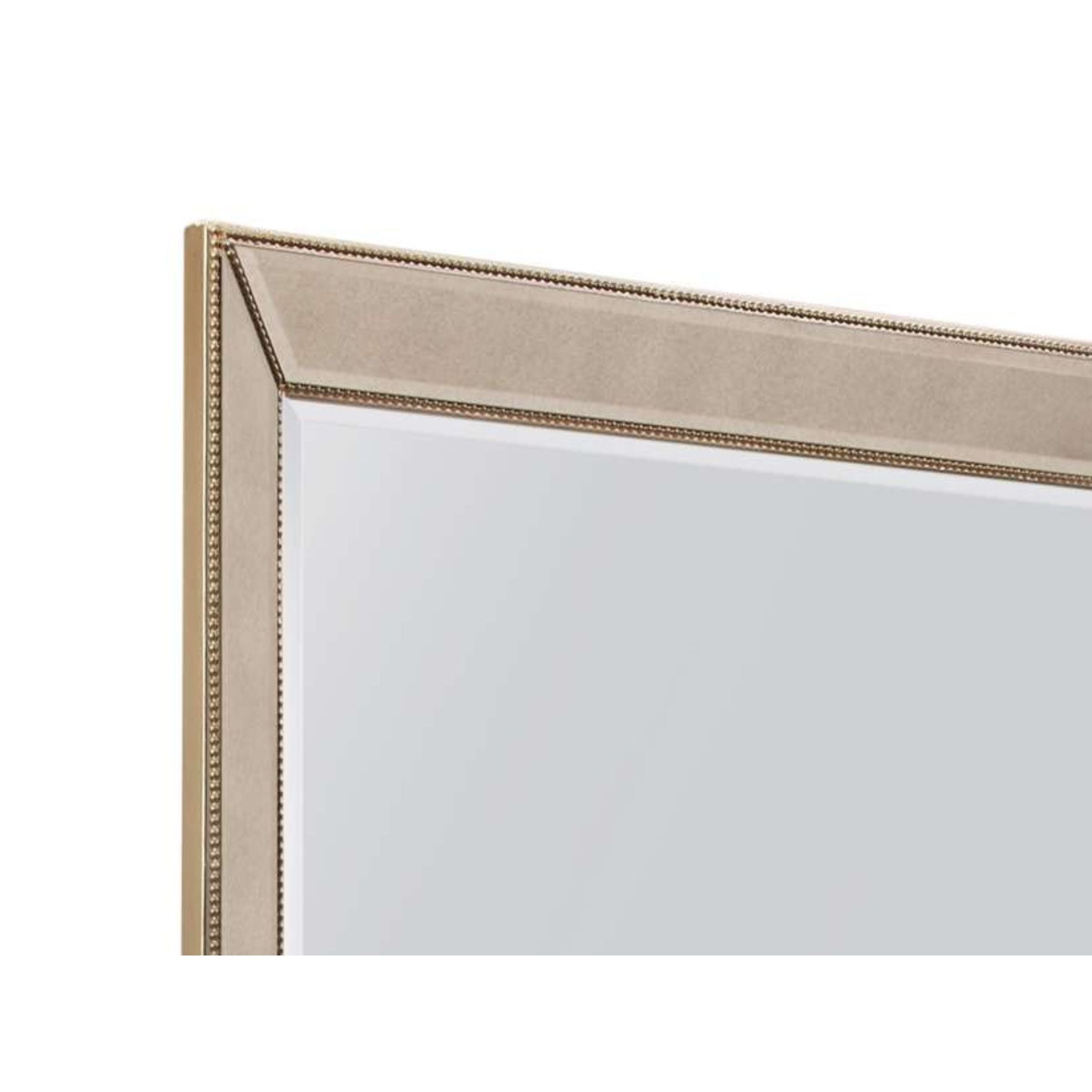 Antique Gold Beaded Beveled Leaner Mirror 32"W x 72"H