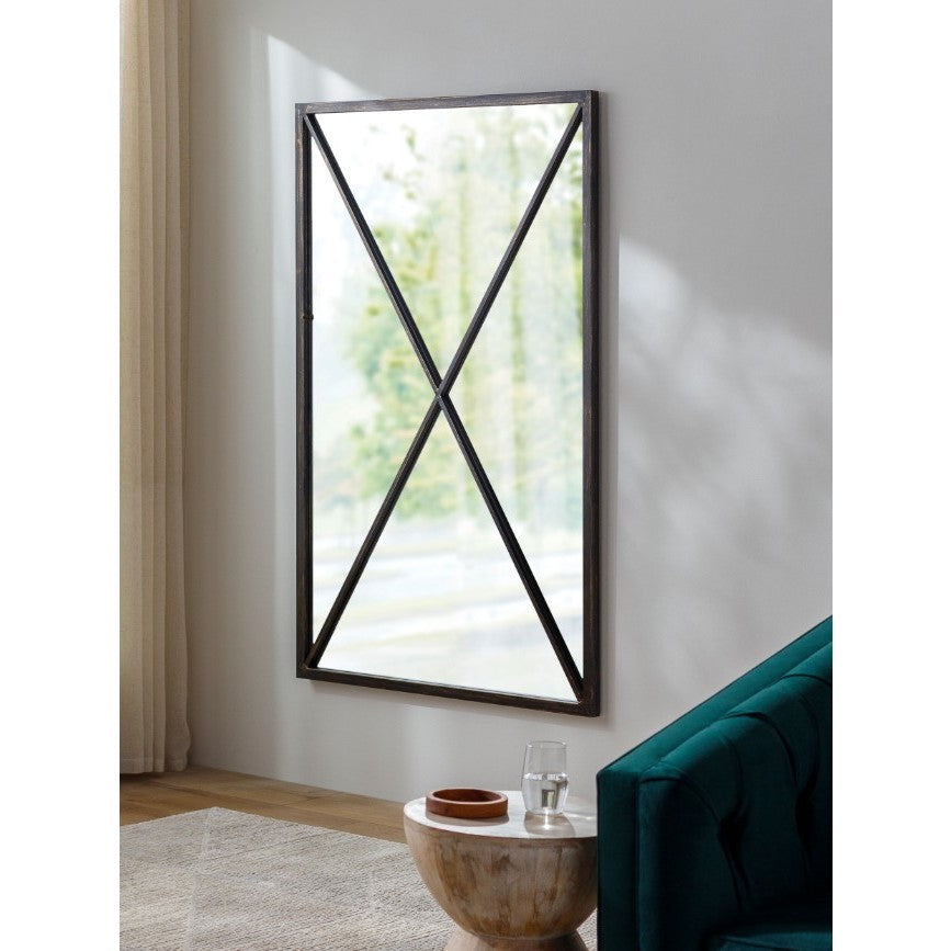 Black Metal X Wall Mirror 33"W x 55"L