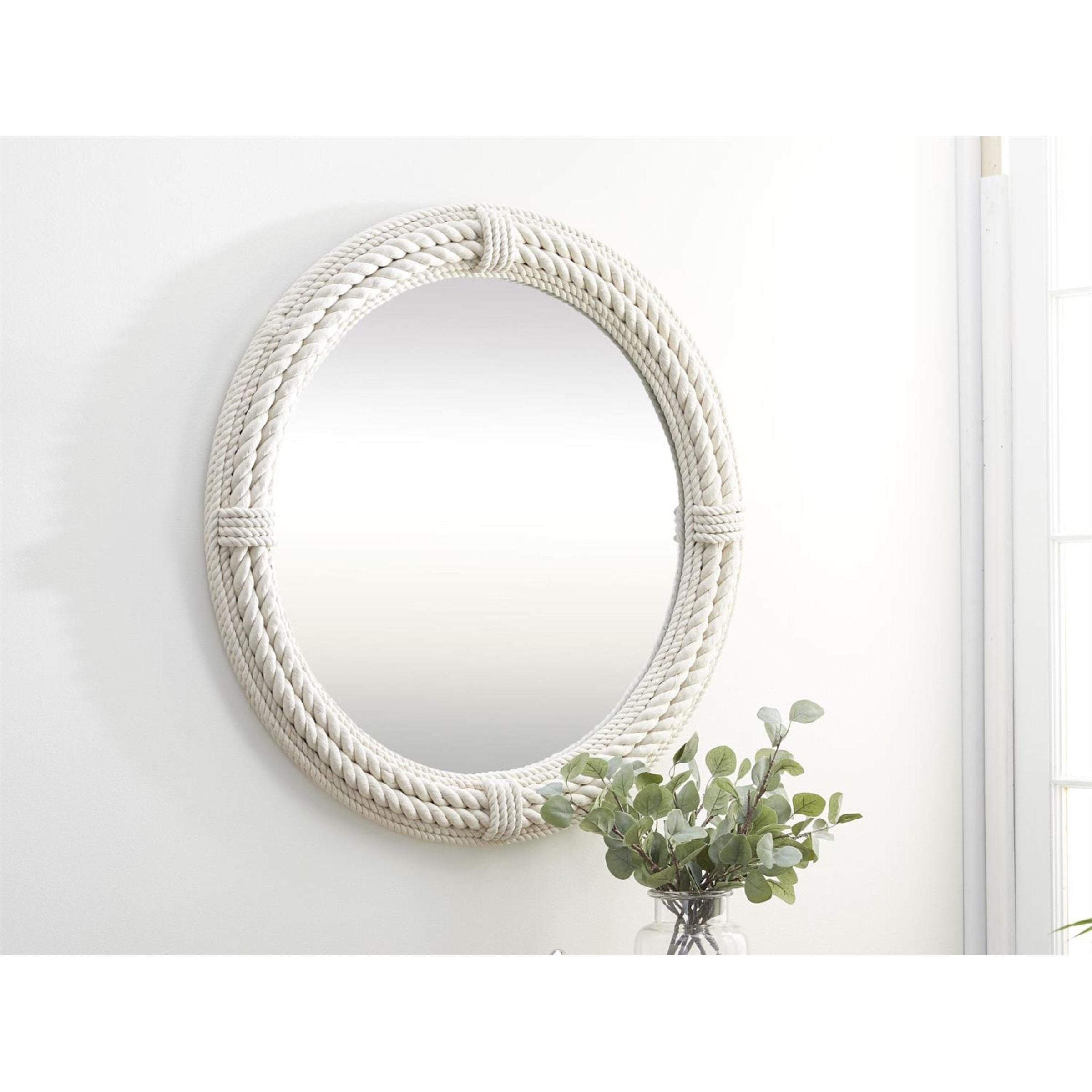White Rope Wall Mirror 36" Round