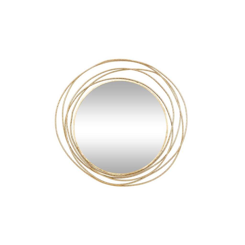 Gold Wood Circles Wall Mirror 38"W x 40"H Round
