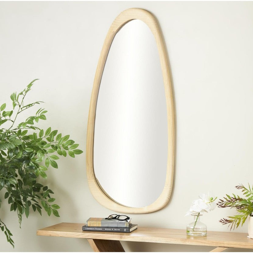 Wood Oval Wall Mirror 19"W x 42"H