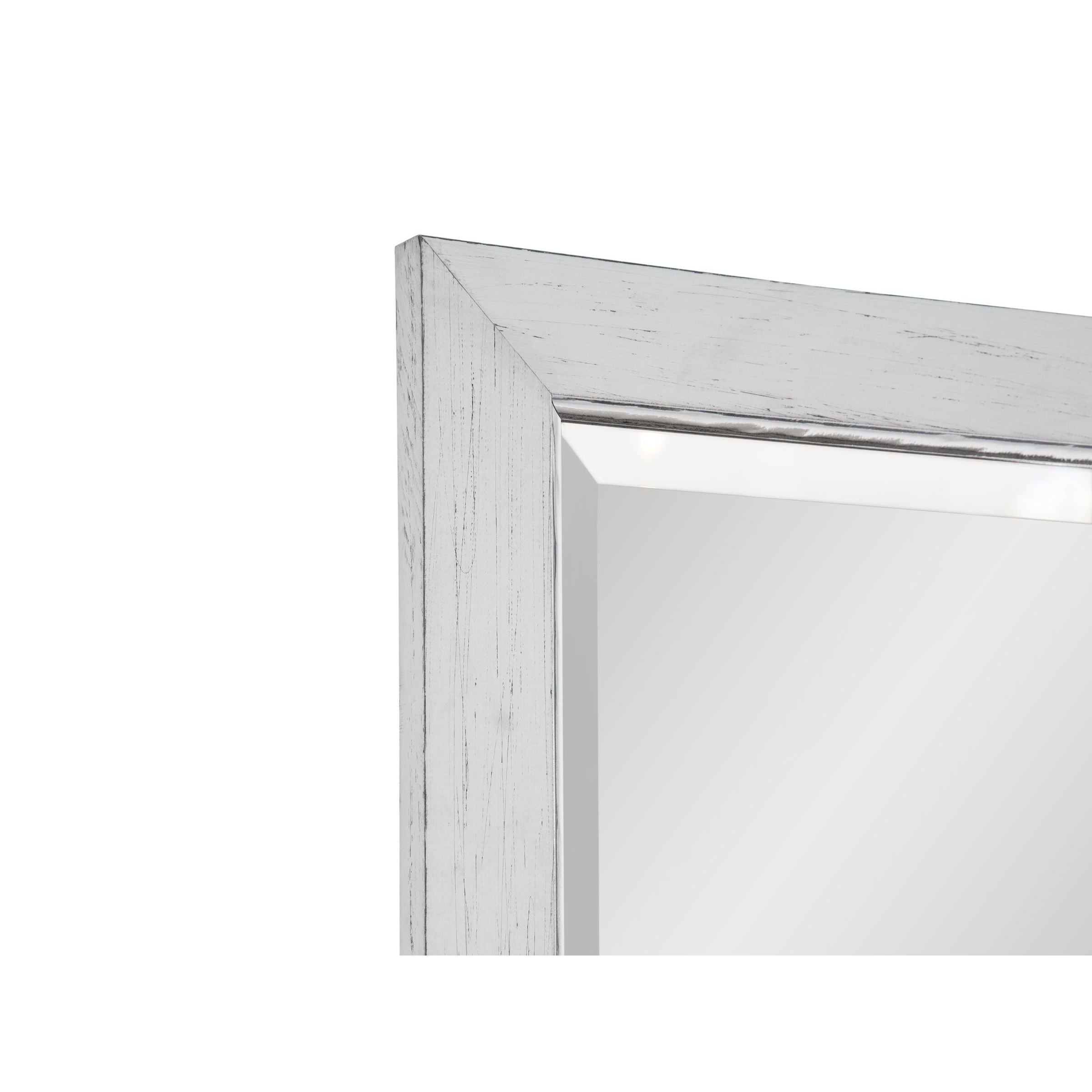 White and Silver Beveled Leaner Mirror 36"W x 78"H