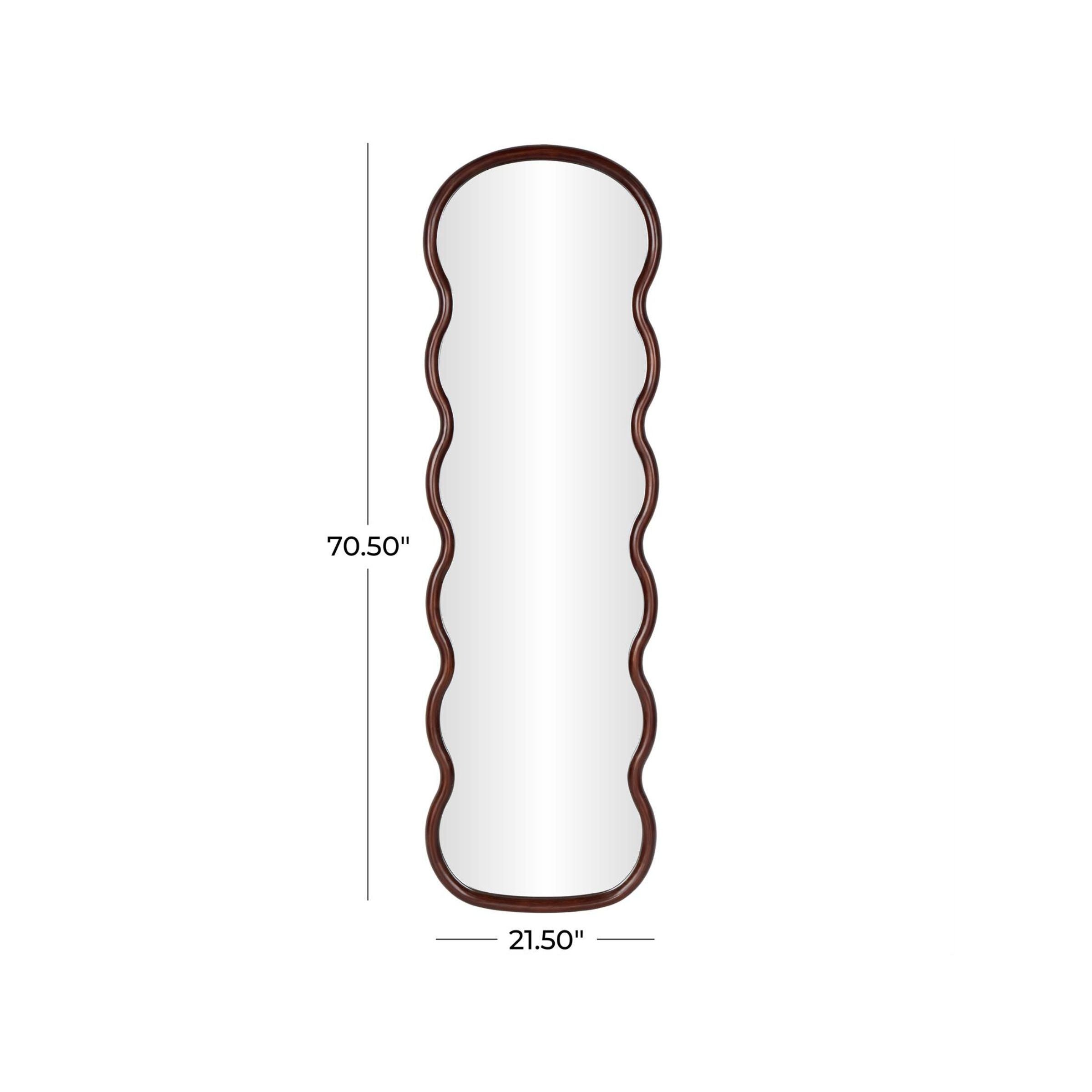 Dark Brown Wood Wavy Leaner Mirror 22"W x 71"H