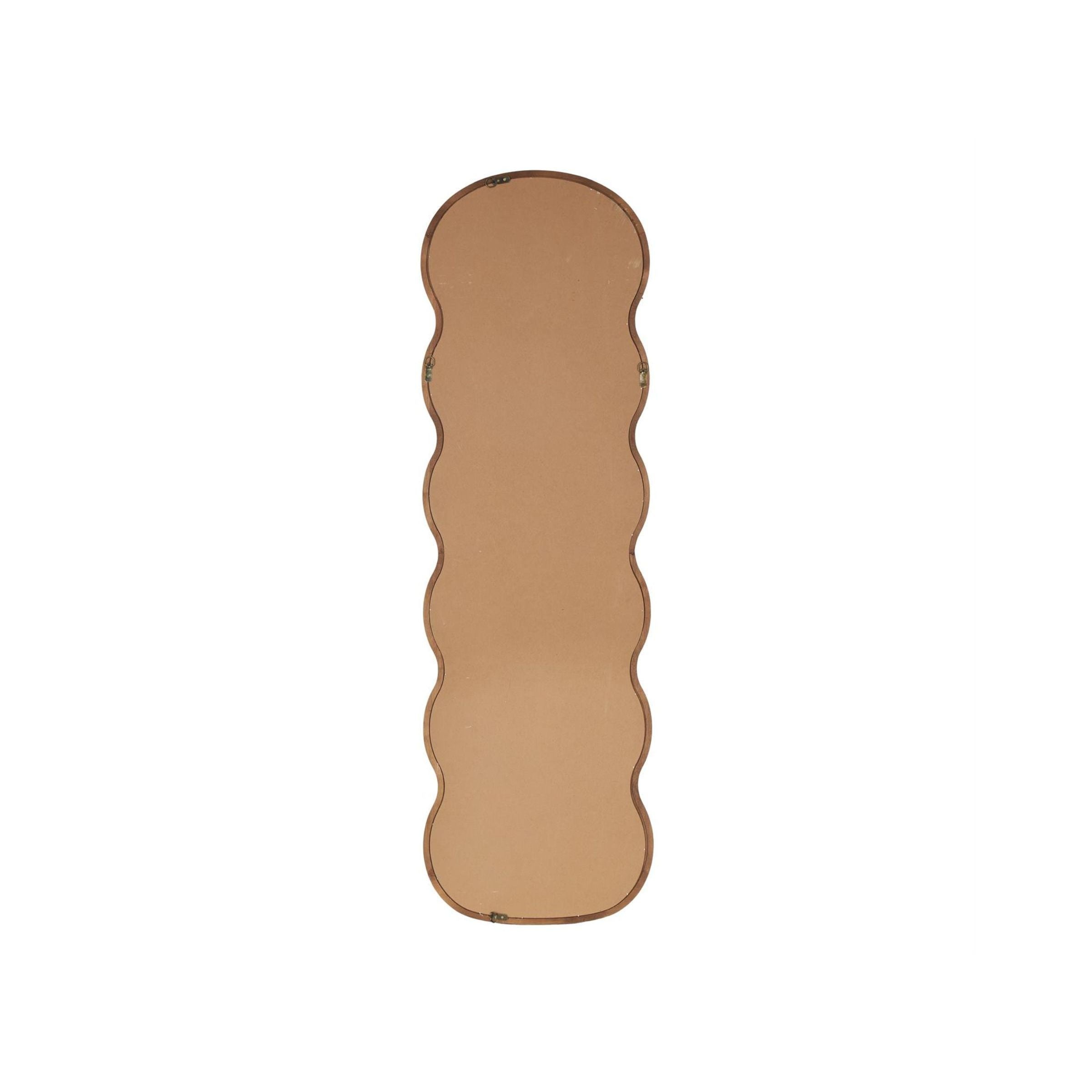 Dark Brown Wood Wavy Leaner Mirror 22"W x 71"H