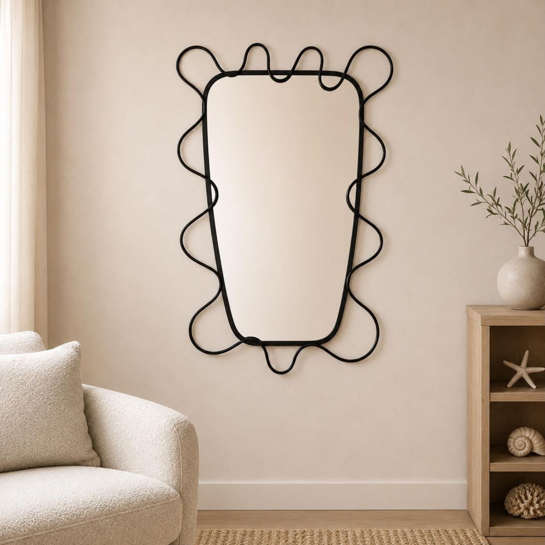 Black Metal Twist Wall Mirror 26"W x 39"H