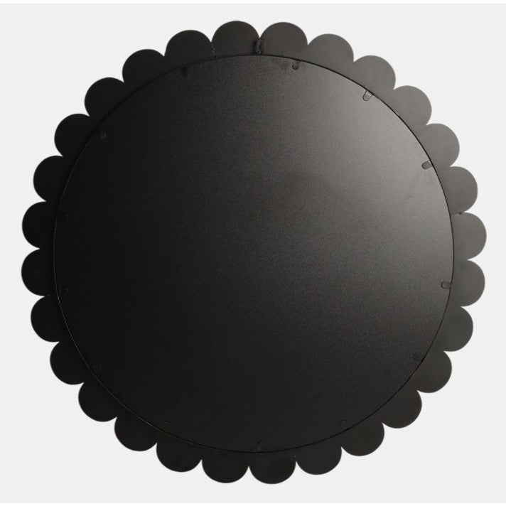 Black Metal Scalloped Wall Mirror 34" Rnd