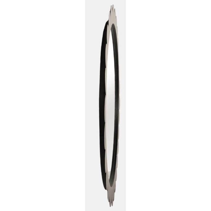 Black Metal Scalloped Wall Mirror 34" Rnd