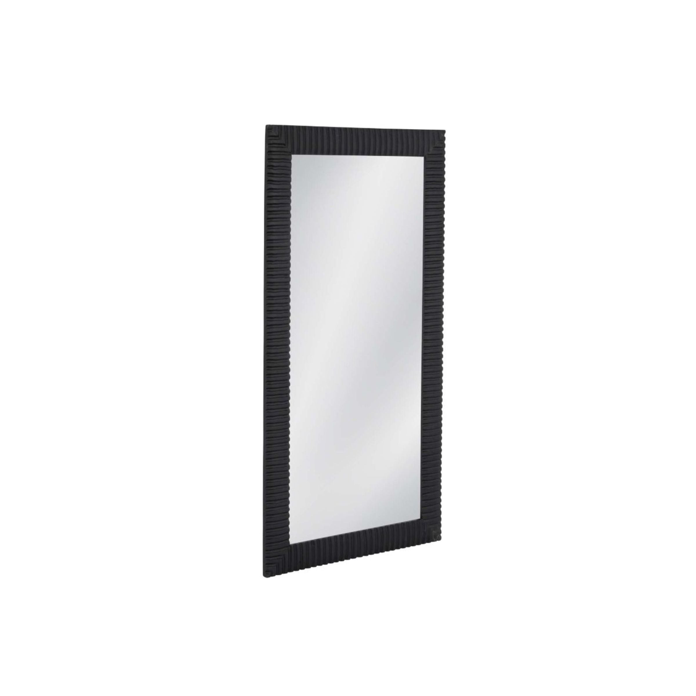 Matte Black Carved Frame Leaner Mirror 32"W x 72"H