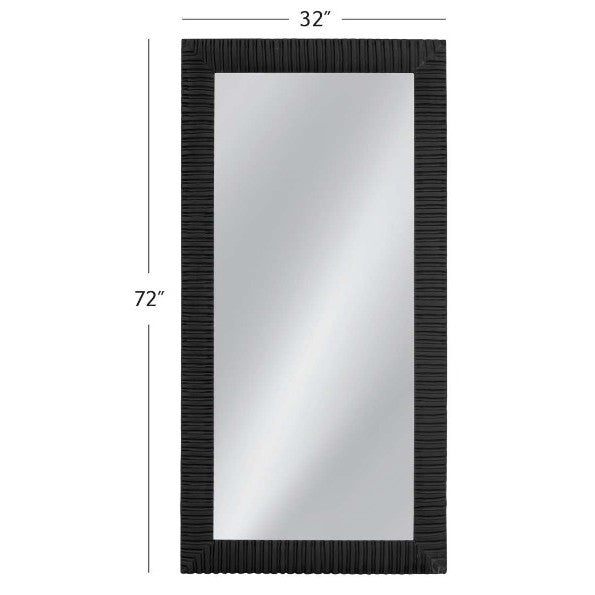 Matte Black Carved Frame Leaner Mirror 32"W x 72"H