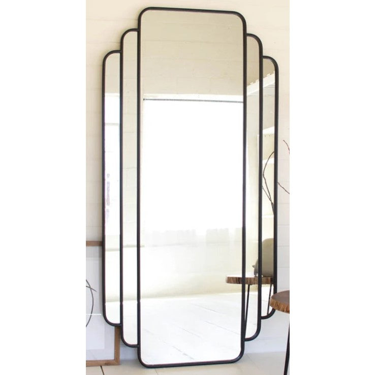Black Metal Art Deco Leaner Mirror 35"W x 71"H