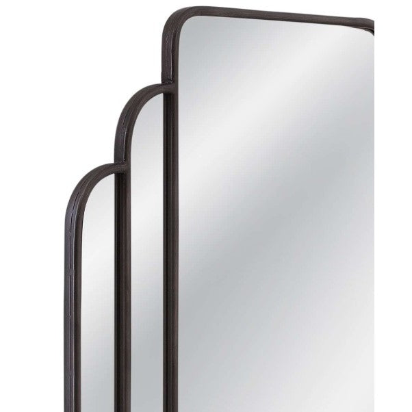 Black Metal Art Deco Leaner Mirror 35"W x 71"H