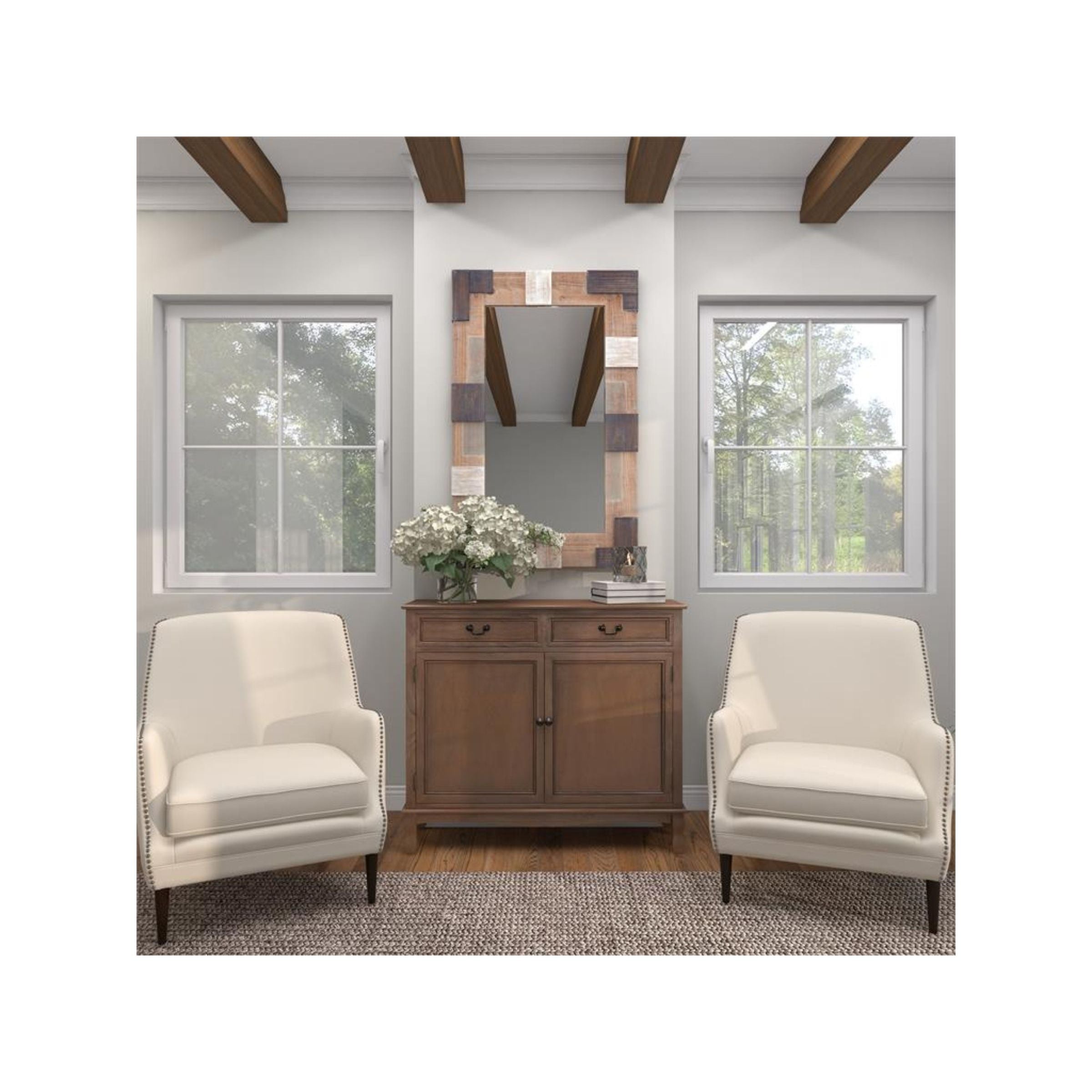 Brown and Black Wood Wall Mirror 29"W x 46"H