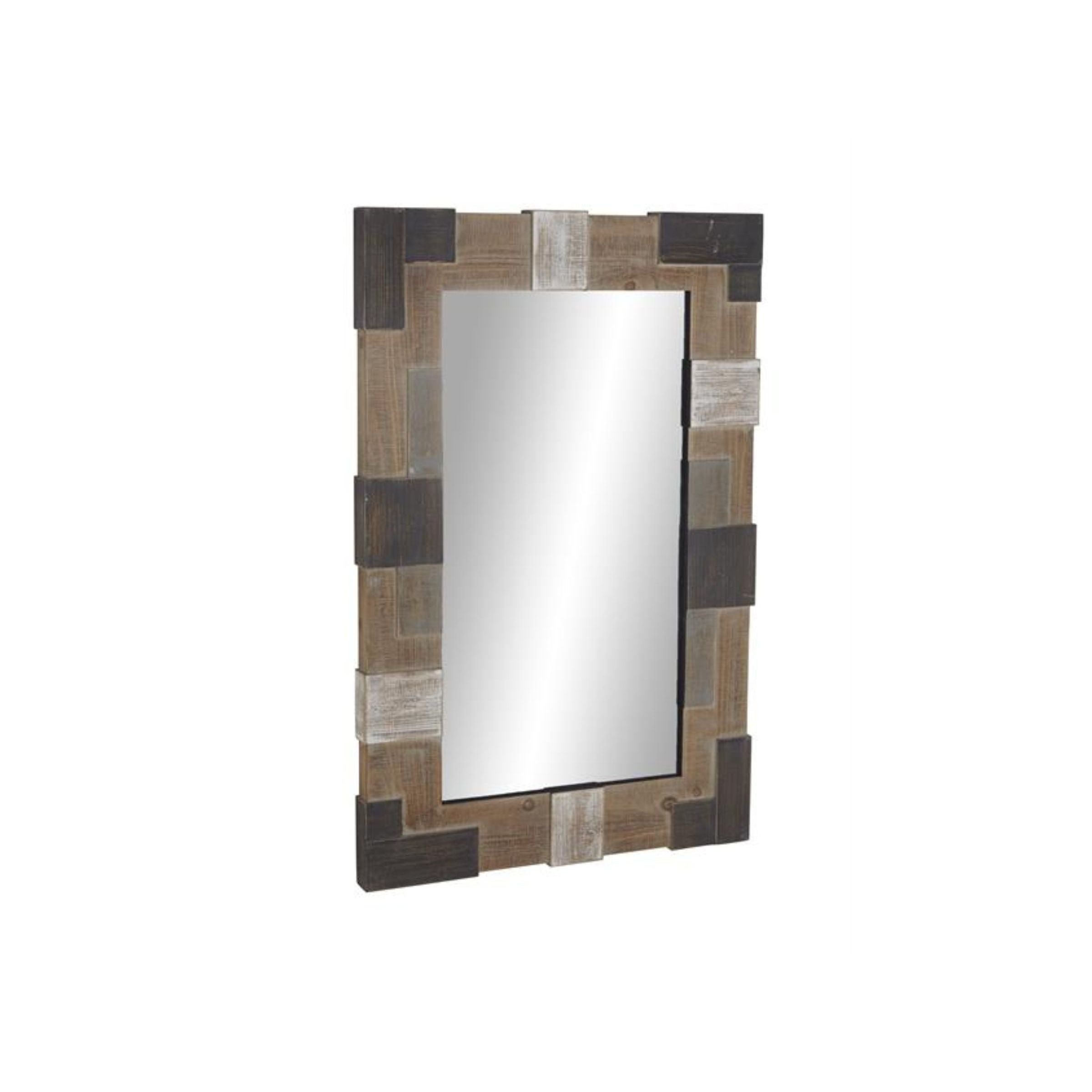 Brown and Black Wood Wall Mirror 29"W x 46"H