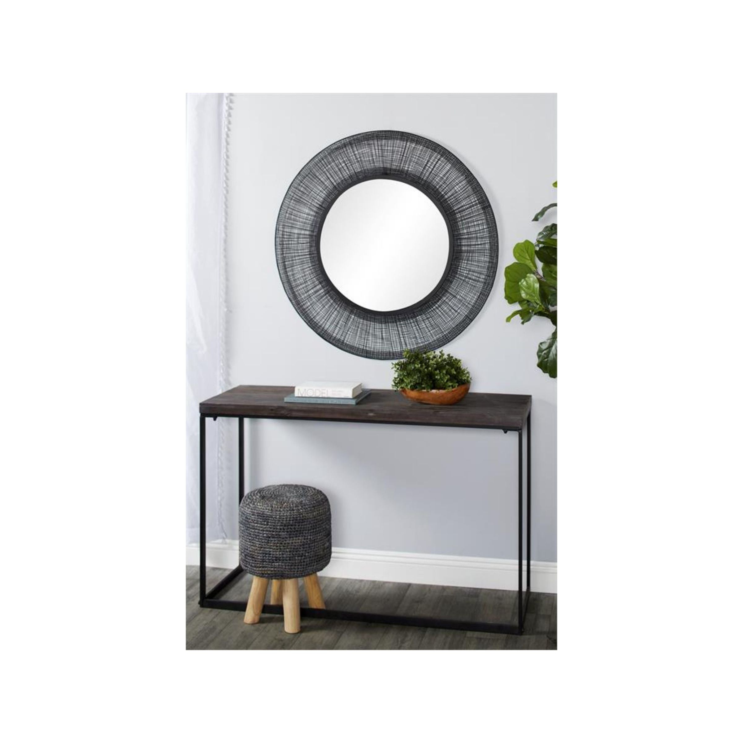 Black Metal Mirror 40" Round