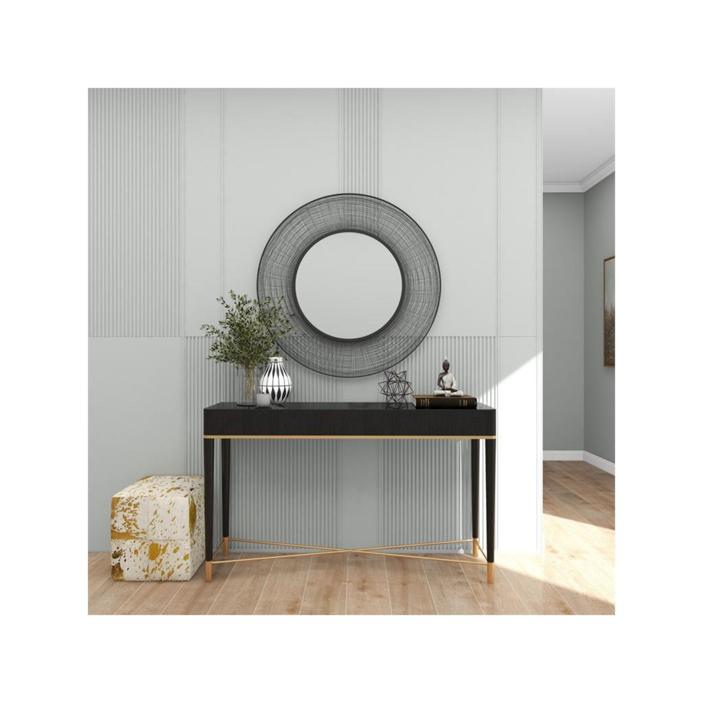 Black Metal Mirror 40" Round