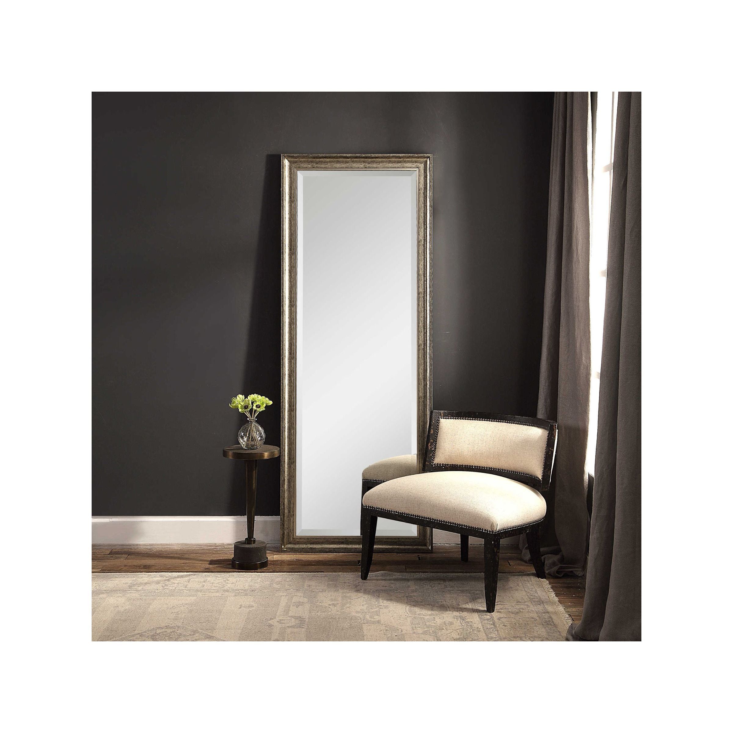 Burnished Silver Finish Beveled Leaner Mirror 30"W x 78"H
