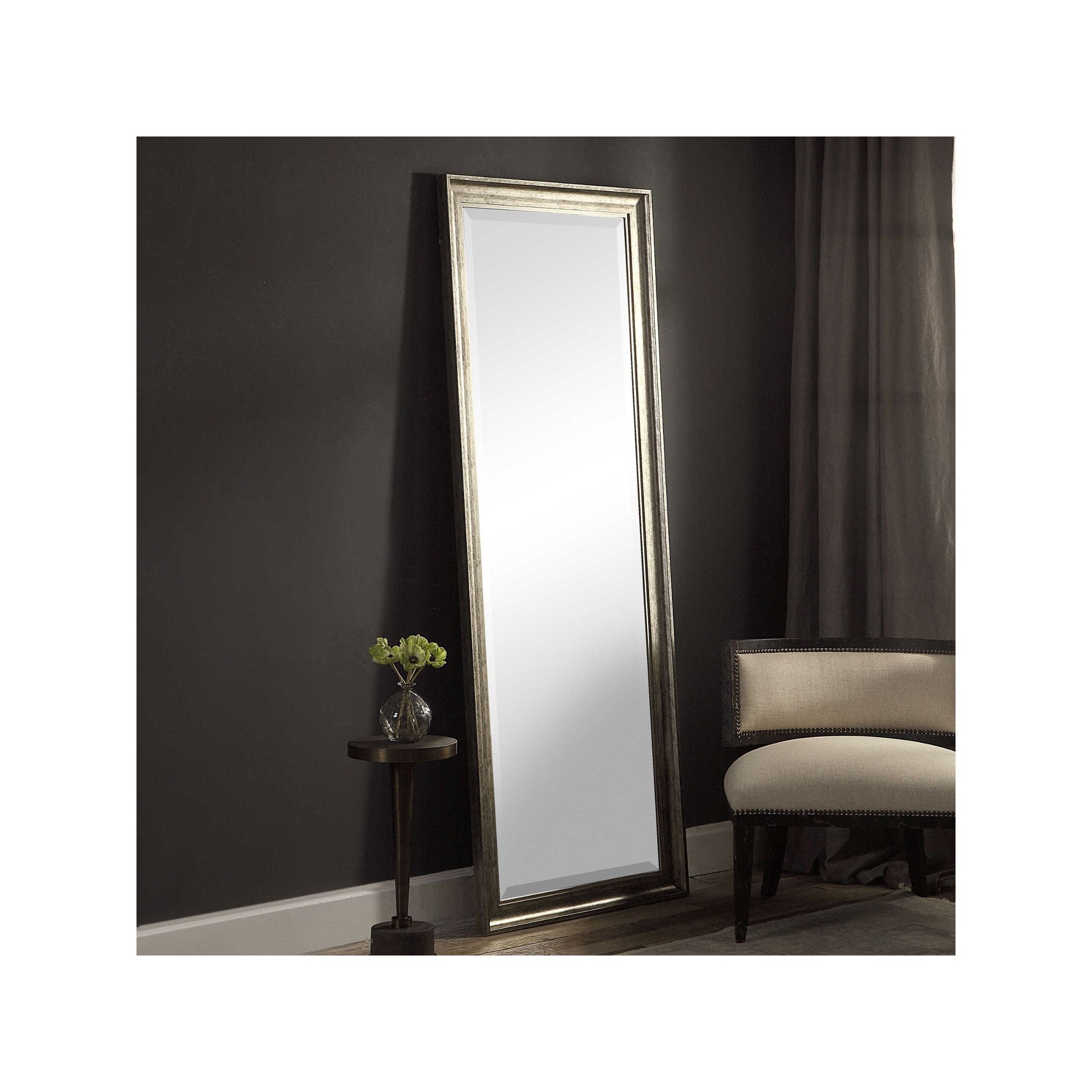 Burnished Silver Finish Beveled Leaner Mirror 30"W x 78"H