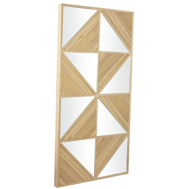 Geo Wood Wall Mirror Decor 24"W x 47"H