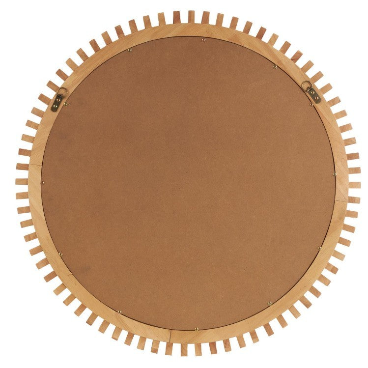 Wood Block Trim Wall Mirror 32" Round