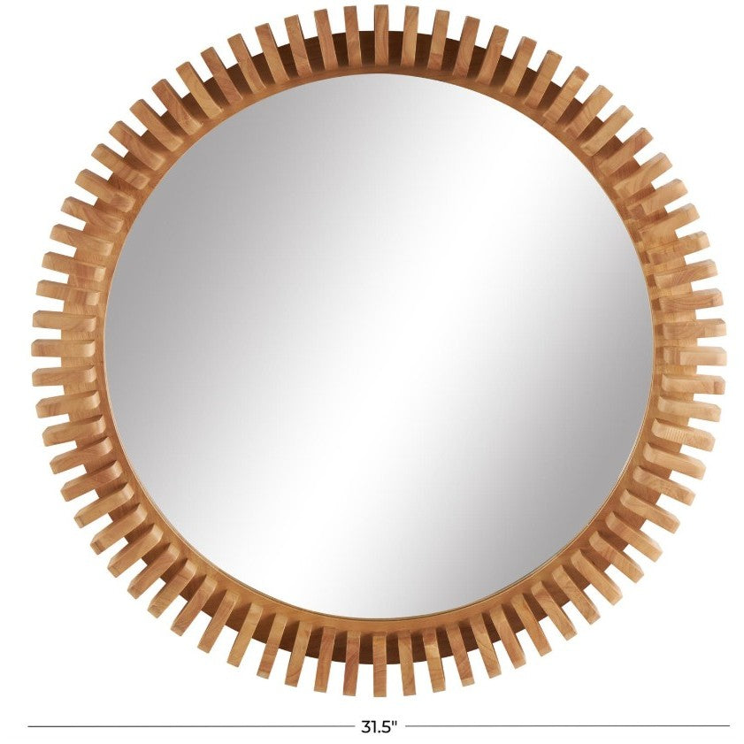 Wood Block Trim Wall Mirror 32" Round