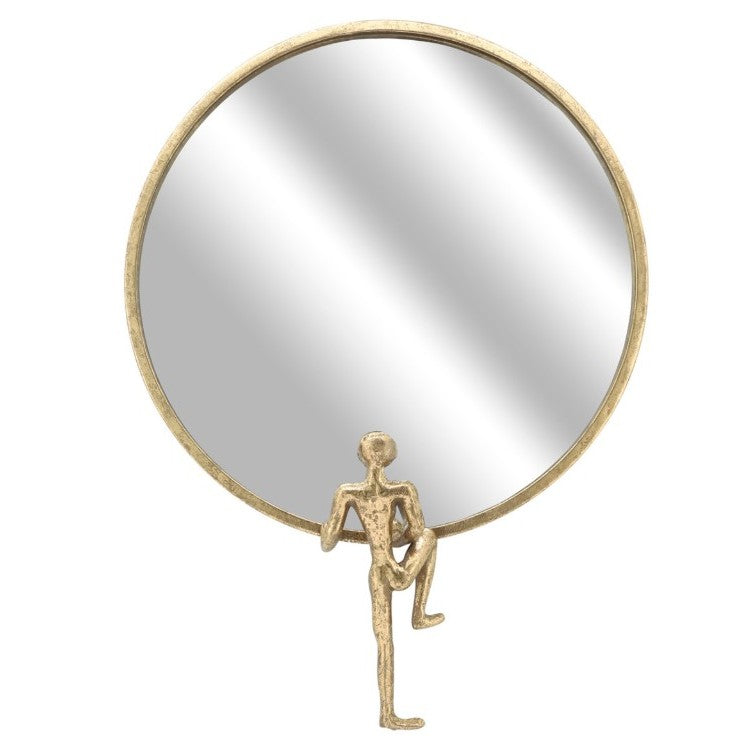 Gold Wall Mirror with Man 18"W x 24"H