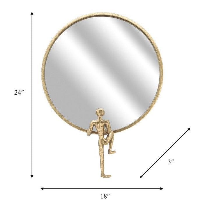 Gold Wall Mirror with Man 18"W x 24"H