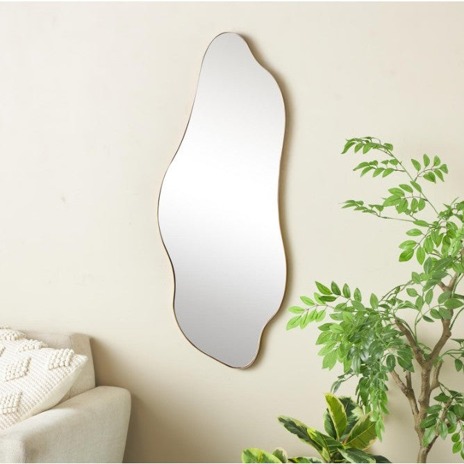 Gold Metal Wavy Wall Mirror 15"W x 40"H